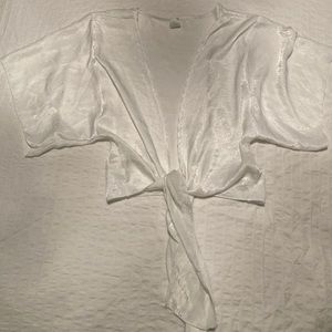 Faux satin tie up blouse